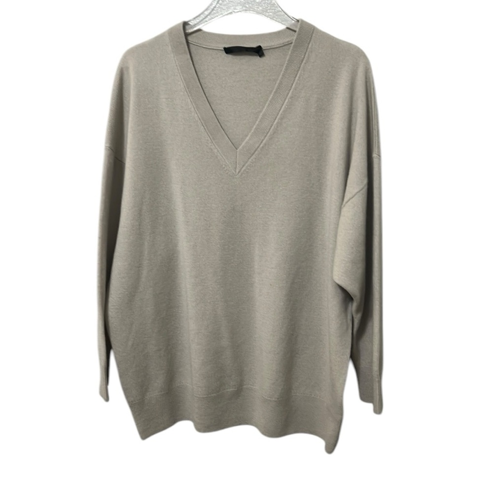 Jenni Kayne Charlie Cashmere V-Neck Tunic Sweater in Dove Size M